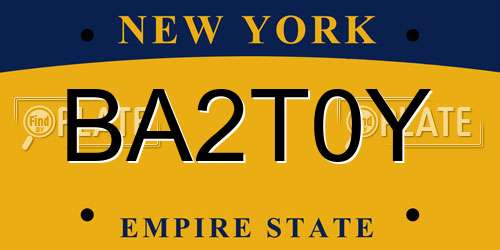 BA2T0Y New York License Plate