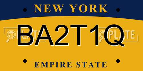 BA2T1Q New York License Plate