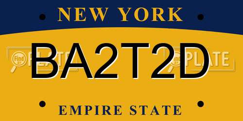 BA2T2D New York License Plate