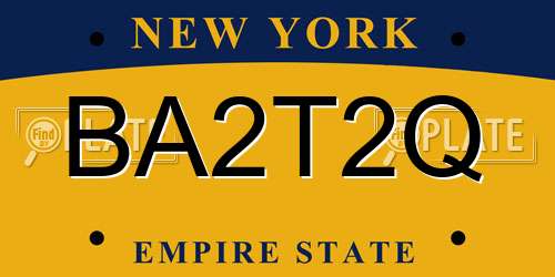 BA2T2Q New York License Plate