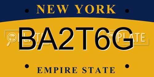 BA2T6G New York License Plate