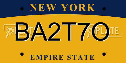 BA2T7O New York License Plate