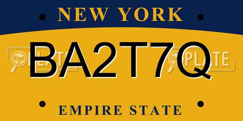 BA2T7Q New York License Plate