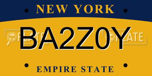 BA2Z0Y New York License Plate