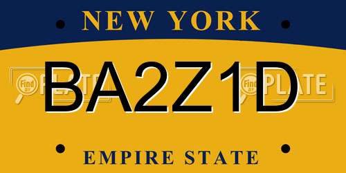 BA2Z1D New York License Plate