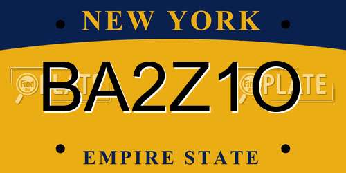 BA2Z1O New York License Plate
