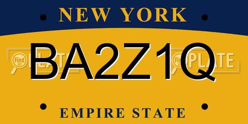 BA2Z1Q New York License Plate