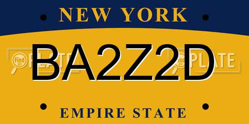 BA2Z2D New York License Plate