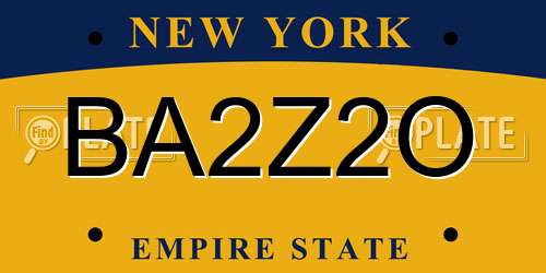 BA2Z2O New York License Plate