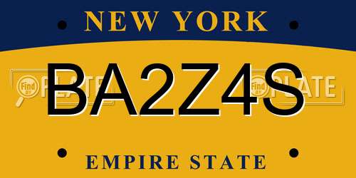 BA2Z4S New York License Plate