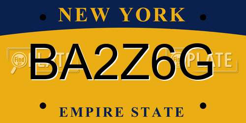 BA2Z6G New York License Plate