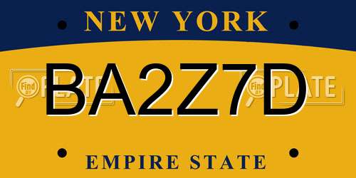 BA2Z7D New York License Plate