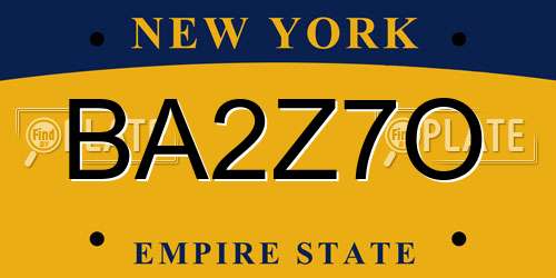 BA2Z7O New York License Plate
