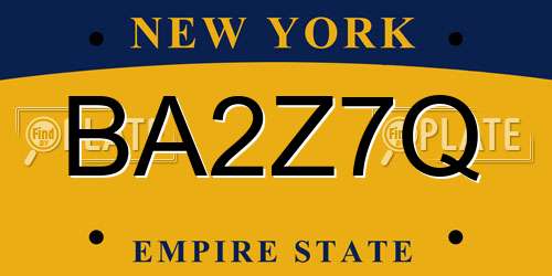 BA2Z7Q New York License Plate