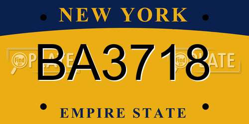 BA3718 New York License Plate