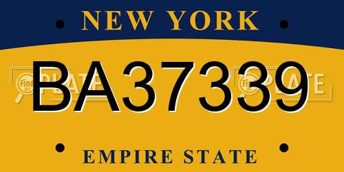 BA37339 New York License Plate