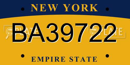 BA39722 New York License Plate