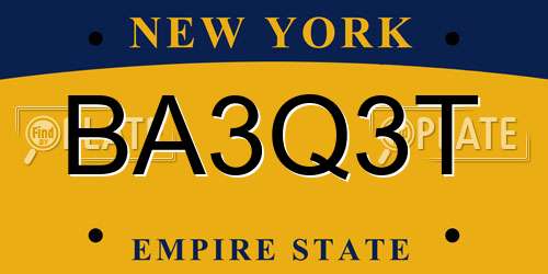 BA3Q3T New York License Plate
