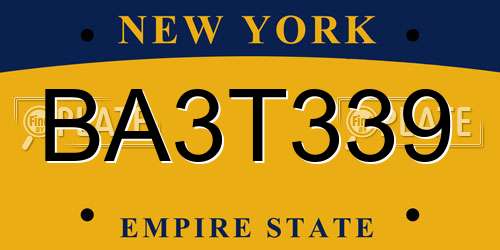 BA3T339 New York License Plate