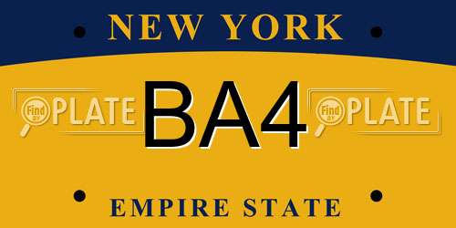 BA4 New York License Plate