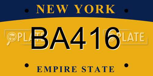 BA416 New York License Plate