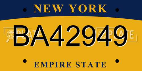 BA42949 New York License Plate
