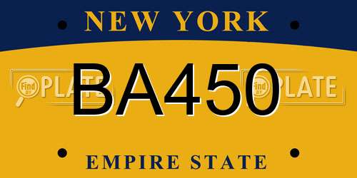 BA450 New York License Plate