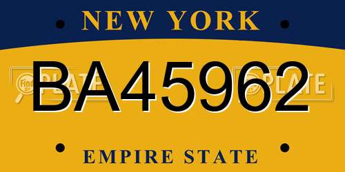 BA45962 New York License Plate