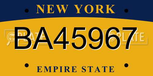 BA45967 New York License Plate