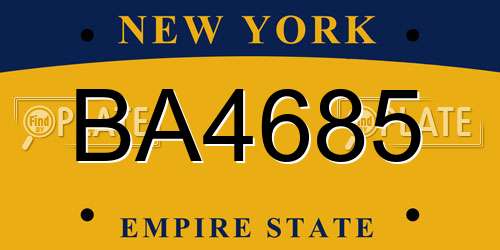 BA4685 New York License Plate