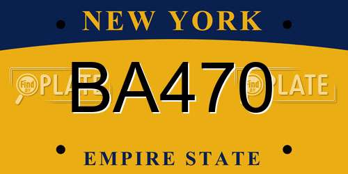 BA470 New York License Plate