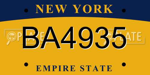 BA4935 New York License Plate