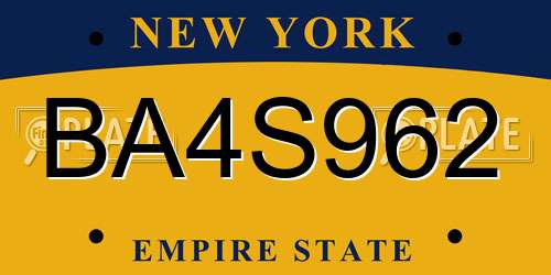 BA4S962 New York License Plate