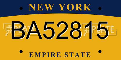 BA52815 New York License Plate