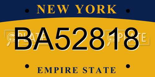 BA52818 New York License Plate