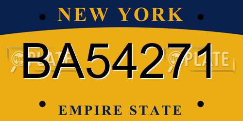 BA54271 New York License Plate