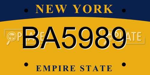 BA5989 New York License Plate