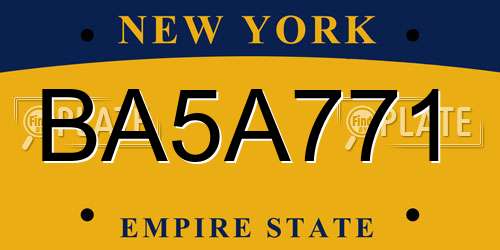 BA5A771 New York License Plate