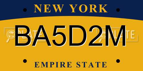 BA5D2M New York License Plate