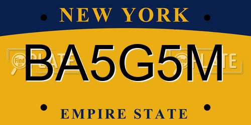 BA5G5M New York License Plate