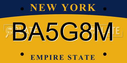 BA5G8M New York License Plate