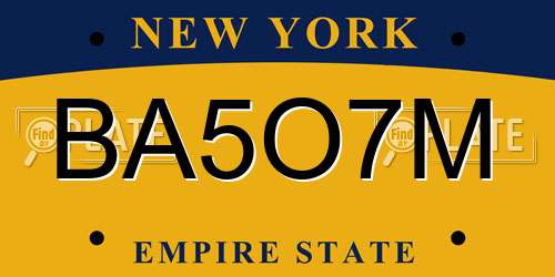 BA5O7M New York License Plate
