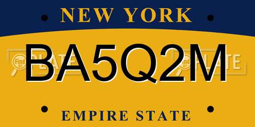 BA5Q2M New York License Plate