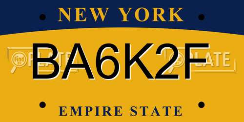 BA6K2F New York License Plate