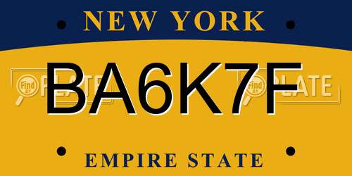 BA6K7F New York License Plate