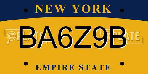 BA6Z9B New York License Plate