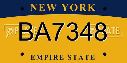 BA7348 New York License Plate