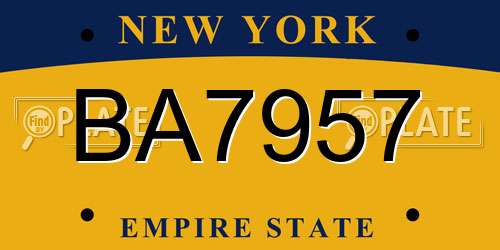BA7957 New York License Plate
