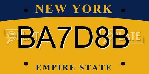 BA7D8B New York License Plate