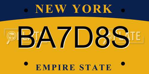 BA7D8S New York License Plate